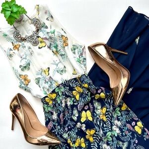 Anthropologie Erin Fetherston Butterfly Garden Gown Sleeveless Mermaid Size 4